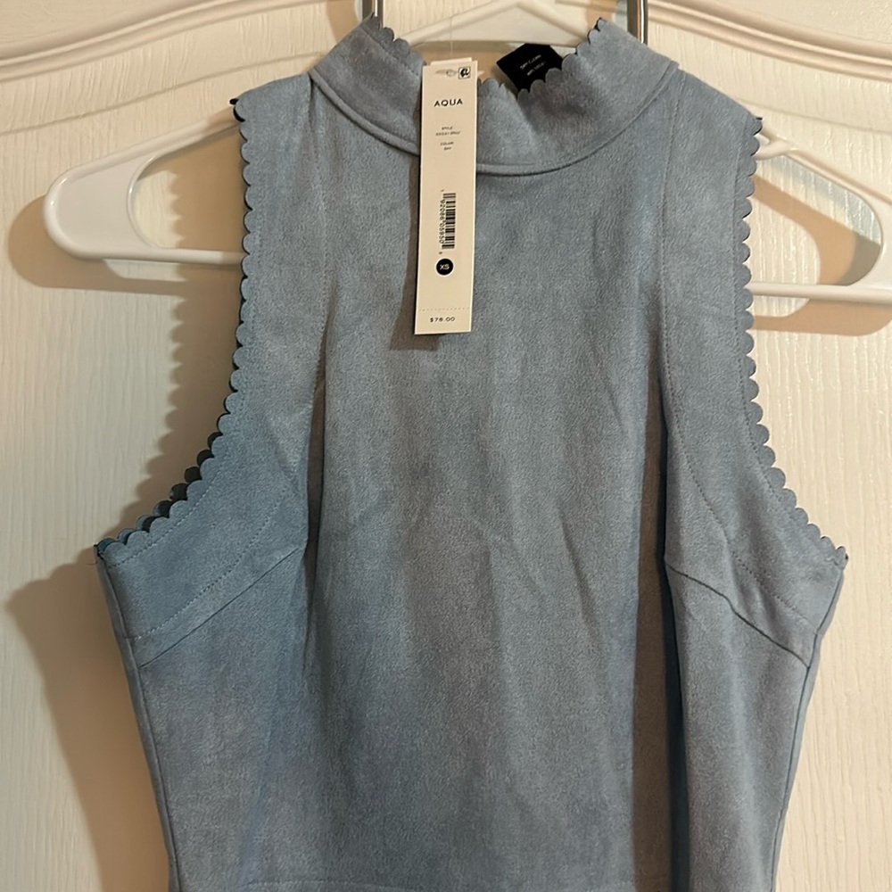 Aqua NWT pale blue dress. SizeXS. Suede feel. Gorgeous. Semi formal, sorority.